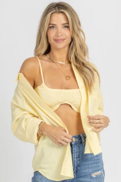 LE LIS NEW ARRIVALS LIGHT YELLOW BRALETTE + BUTTON DOWN