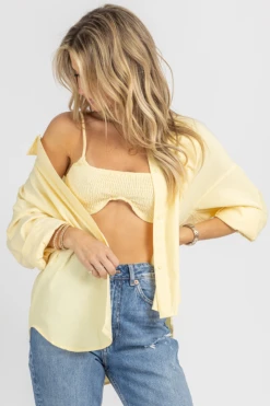 LE LIS NEW ARRIVALS LIGHT YELLOW BRALETTE + BUTTON DOWN