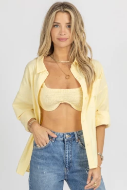 LE LIS NEW ARRIVALS LIGHT YELLOW BRALETTE + BUTTON DOWN