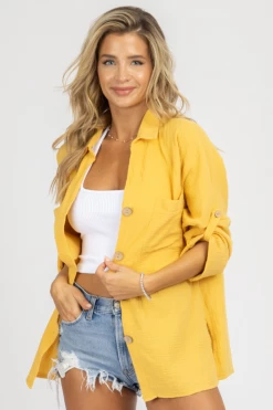 NIC & JO YELLOW LINEN SHORTSLEEVE BUTTON DOWN 7 NIC & JO YELLOW LINEN SHORTSLEEVE BUTTON DOWN