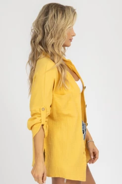 NIC & JO YELLOW LINEN SHORTSLEEVE BUTTON DOWN 8 NIC & JO YELLOW LINEN SHORTSLEEVE BUTTON DOWN