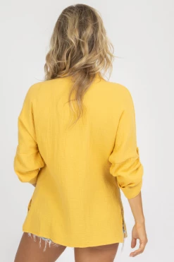 NIC & JO YELLOW LINEN SHORTSLEEVE BUTTON DOWN 9 NIC & JO YELLOW LINEN SHORTSLEEVE BUTTON DOWN