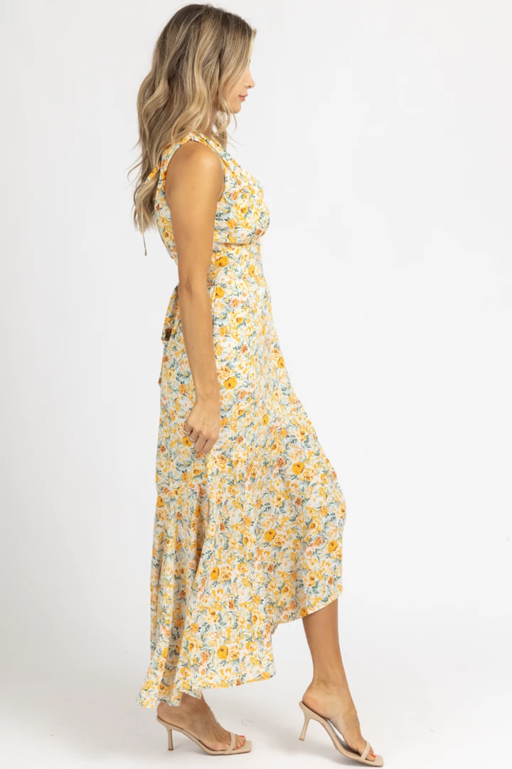 FORE COLLECTION YELLOW MULTIFLORAL WRAP MAXI DRESS NEW ARRIVALS 5 FORE COLLECTION YELLOW MULTIFLORAL WRAP MAXI DRESS NEW ARRIVALS