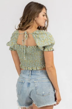 DRESS FORUM CLOTHING SAGE DITSY FLORAL SMOCK CROP